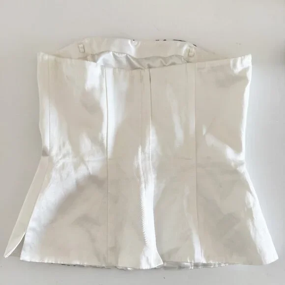 Vintage Y2K White House Black Market White Floral Strapless Corset Top Size 0 - Picture 5 of 6